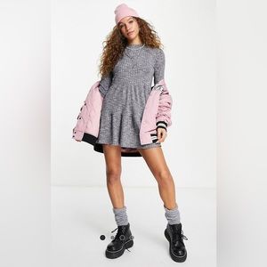 Top shop Cut and Sew Cozy Tiered Dress in Gray